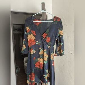 Satin wrap midi floral dress